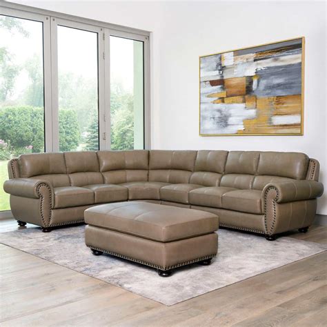 Sophisticated Elias Leather Sectional With Ottoman for Ultimate Comfort!